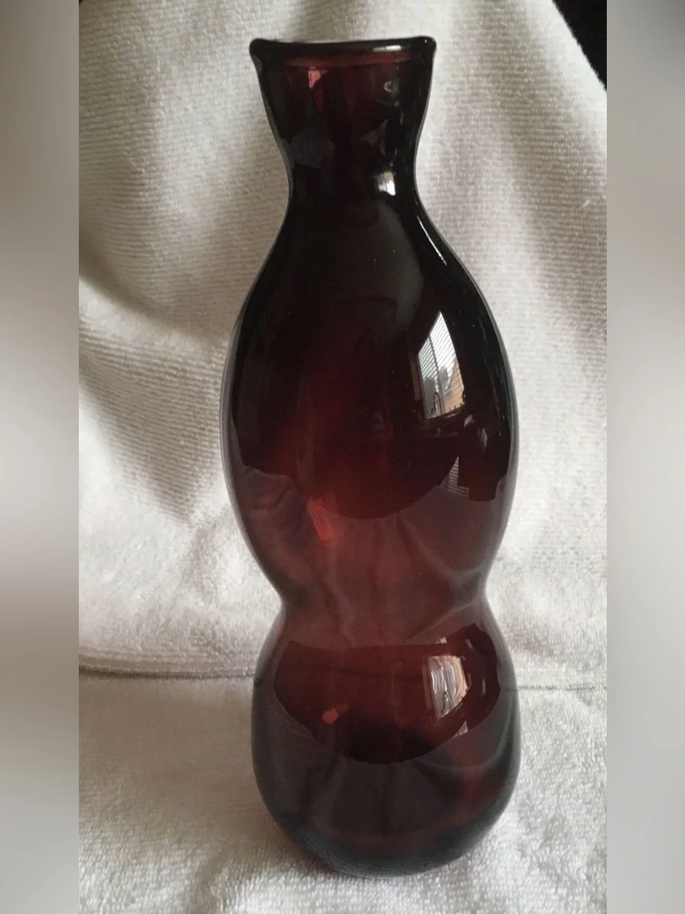 Modern unusual shape blown Glass Rootbeer Red Vase